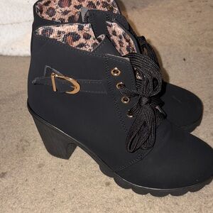 Target Black Heeled Boots with Gold Accent